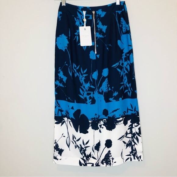 Ted Baker Selaah Bluebell Side Slit Midi Skirt Floral Vacation Date 2 US 0 TB - Picture 7 of 13